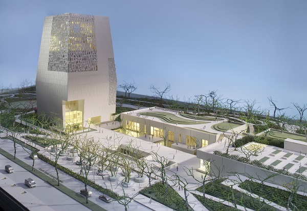 A rendering of the planned Obama Presidential Center in Chicago, Illinois. The center will not include a library for the study of the papers of the Obama administration. The Obama Foundation